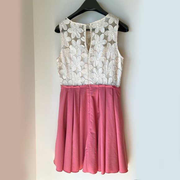 Altar’d State Flower Lace and Pleated Pink and Off White Baby Doll Dress L Mini - Picture 2 of 6